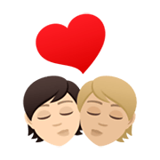 🧑🏻‍❤️‍💋‍🧑🏼 Emoji sich küssendes Paar: Person, Person, helle Hautfarbe, mittelhelle Hautfarbe JoyPixels 6.5.
