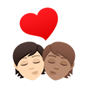 🧑🏻‍❤️‍💋‍🧑🏽 Emoji sich küssendes Paar: Person, Person, helle Hautfarbe, mittlere Hautfarbe JoyPixels 6.5.