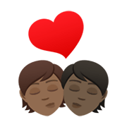 🧑🏾‍❤️‍💋‍🧑🏿 Emoji sich küssendes Paar: Person, Person, mitteldunkle Hautfarbe, dunkle Hautfarbe JoyPixels 6.5.