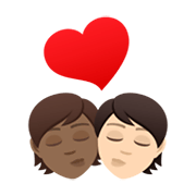 🧑🏾‍❤️‍💋‍🧑🏻 Emoji sich küssendes Paar: Person, Person, mitteldunkle Hautfarbe, helle Hautfarbe JoyPixels 6.5.