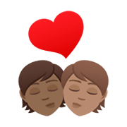 🧑🏾‍❤️‍💋‍🧑🏽 Emoji sich küssendes Paar: Person, Person, mitteldunkle Hautfarbe, mittlere Hautfarbe JoyPixels 6.5.
