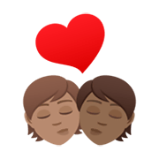 🧑🏽‍❤️‍💋‍🧑🏾 Emoji sich küssendes Paar: Person, Person, mittlere Hautfarbe, mitteldunkle Hautfarbe JoyPixels 6.5.