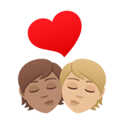 🧑🏽‍❤️‍💋‍🧑🏼 Emoji sich küssendes Paar: Person, Person, mittlere Hautfarbe, mittelhelle Hautfarbe JoyPixels 6.5.