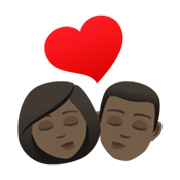 Emoji 👩🏿‍❤️‍💋‍👨🏿 Bacio Tra Coppia - Donna: Carnagione Scura, Uomo: Carnagione Scura su JoyPixels 6.5.