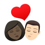 👩🏿‍❤️‍💋‍👨🏻 Emoji Beso - Mujer: Tono De Piel Oscuro, Hombre: Tono De Piel Claro en JoyPixels 6.5.
