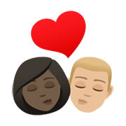 👩🏿‍❤️‍💋‍👨🏼 Emoji Beso - Mujer: Tono De Piel Oscuro, Hombre: Tono De Piel Claro Medio en JoyPixels 6.5.