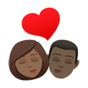 👩🏾‍❤️‍💋‍👨🏿 Emoji Beso - Mujer: Tono De Piel Oscuro Medio, Hombre: Tono De Piel Oscuro en JoyPixels 6.5.