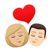 👩🏼‍❤️‍💋‍👨🏻 Emoji sich küssendes Paar - Frau: mittelhelle Hautfarbe, Mann: helle Hautfarbe JoyPixels 6.5.