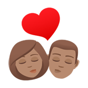 👩🏽‍❤️‍💋‍👨🏽 Emoji Beijo - Mulher: Pele Morena, Homem: Pele Morena na JoyPixels 6.5.