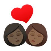 👩🏿‍❤️‍💋‍👩🏾 Emoji Beijo - Mulher: Pele Escura, Mulher: Pele Morena Escura na JoyPixels 6.5.