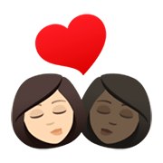 👩🏻‍❤️‍💋‍👩🏿 Emoji Beijo - Mulher, Mulher: Pele Clara, Pele Escura na JoyPixels 6.5.