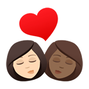 👩🏻‍❤️‍💋‍👩🏾 Emoji Beso - Mujer: Tono De Piel Claro, Mujer: Tono De Piel Oscuro Medio en JoyPixels 6.5.