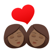 👩🏾‍❤️‍💋‍👩🏾 Emoji sich küssendes Paar - Frau: mitteldunkle Hautfarbe, Frau:mitteldunkle Hautfarbe JoyPixels 6.5.