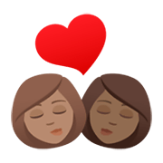 👩🏽‍❤️‍💋‍👩🏾 Emoji Beso - Mujer: Tono De Piel Medio, Mujer: Tono De Piel Oscuro Medio en JoyPixels 6.5.