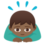 🙇🏾‍♂️ Emoji sich verbeugender Mann: mitteldunkle Hautfarbe JoyPixels 6.5.