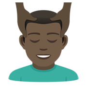 💆🏿‍♂️ Emoji Mann, der eine Kopfmassage bekommt: dunkle Hautfarbe JoyPixels 6.5.