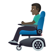 Emoji 👨🏿‍🦼 Uomo Su Sedia A Rotelle Motorizzata: Carnagione Scura su JoyPixels 6.5.