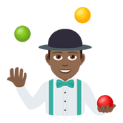 🤹🏾‍♂️ Emoji Homem Malabarista: Pele Morena Escura na JoyPixels 6.5.