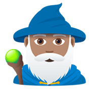 Emoji 🧙🏽‍♂️ Mago Uomo: Carnagione Olivastra su JoyPixels 6.5.