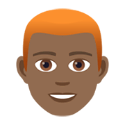 👨🏾‍🦰 Emoji Mann: mitteldunkle Hautfarbe, rotes Haar JoyPixels 6.5.