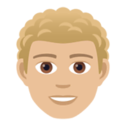 👨🏼‍🦱 Emoji Mann: mittelhelle Hautfarbe, lockiges Haar JoyPixels 6.5.