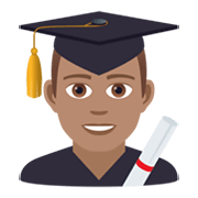 👨🏽‍🎓 Emoji Student: mittlere Hautfarbe JoyPixels 6.5.