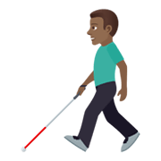 👨🏾‍🦯 Emoji Homem Com Bengala Para Cego: Pele Morena Escura na JoyPixels 6.5.