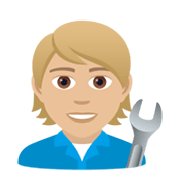 Emoji 🧑🏼‍🔧 Meccanico: Carnagione Abbastanza Chiara su JoyPixels 6.5.