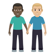👨🏿‍🤝‍👨🏼 Emoji händchenhaltende Männer: dunkle Hautfarbe, mittelhelle Hautfarbe JoyPixels 6.5.