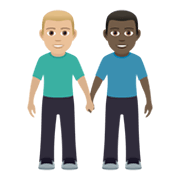 👨🏼‍🤝‍👨🏿 Emoji händchenhaltende Männer: mittelhelle Hautfarbe, dunkle Hautfarbe JoyPixels 6.5.