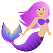 🧜🏼‍♀️ Emoji Sereia: Pele Morena Clara na JoyPixels 6.5.