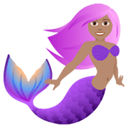 🧜🏽‍♀️ Emoji Meerjungfrau: mittlere Hautfarbe JoyPixels 6.5.