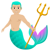 🧜🏼‍♂️ Emoji Sirena Hombre: Tono De Piel Claro Medio en JoyPixels 6.5.