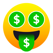 🤑 Emoji Gesicht mit Dollarzeichen JoyPixels 6.5.