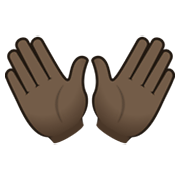 👐🏿 Emoji Mãos Abertas: Pele Escura na JoyPixels 6.5.