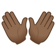 👐🏾 Emoji Mãos Abertas: Pele Morena Escura na JoyPixels 6.5.