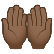 🤲🏾 Emoji Palmas Unidas Para Cima: Pele Morena Escura na JoyPixels 6.5.