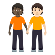 🧑🏿‍🤝‍🧑🏻 Emoji sich an den Händen haltende Personen: dunkle Hautfarbe, helle Hautfarbe JoyPixels 6.5.