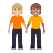 🧑🏼‍🤝‍🧑🏽 Emoji sich an den Händen haltende Personen: mittelhelle Hautfarbe, mittlere Hautfarbe JoyPixels 6.5.