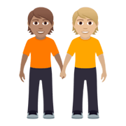 🧑🏽‍🤝‍🧑🏼 Emoji sich an den Händen haltende Personen: mittlere Hautfarbe, mittelhelle Hautfarbe JoyPixels 6.5.