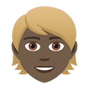 👱🏿 Emoji Person: dunkle Hautfarbe, blondes Haar JoyPixels 6.5.