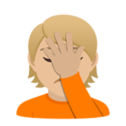 🤦🏼 Emoji Persona Con La Mano En La Frente: Tono De Piel Claro Medio en JoyPixels 6.5.