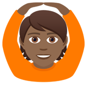 🙆🏾 Emoji Person mit Händen auf dem Kopf: mitteldunkle Hautfarbe JoyPixels 6.5.