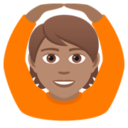 🙆🏽 Emoji Person mit Händen auf dem Kopf: mittlere Hautfarbe JoyPixels 6.5.