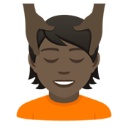 💆🏿 Emoji Person, die eine Kopfmassage bekommt: dunkle Hautfarbe JoyPixels 6.5.