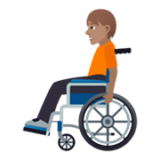 🧑🏽‍🦽 Emoji Person in manuellem Rollstuhl: mittlere Hautfarbe JoyPixels 6.5.