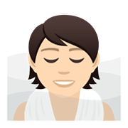 🧖🏻 Emoji Person in Dampfsauna: helle Hautfarbe JoyPixels 6.5.