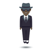 🕴🏿 Emoji Persona Trajeado Levitando: Tono De Piel Oscuro en JoyPixels 6.5.