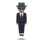 🕴🏾 Emoji Persona Trajeado Levitando: Tono De Piel Oscuro Medio en JoyPixels 6.5.