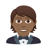 🤵🏾 Emoji Pessoa De Smoking: Pele Morena Escura na JoyPixels 6.5.